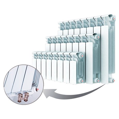 Биметаллический радиатор Rifar Base Ventil 350, 6 секций, с нижним правым подключением