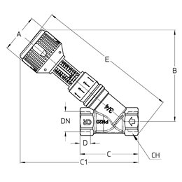 Клапан балансировочный ручной 787ОТDP 2" обычн. латунь Kvs15,06 PN25 BB с тройником для трубки Cimberio